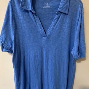 Talbots Classic Blue V-Neck Short Sleeve Top